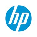 Un cercle blanc avec un design unique, une police, des graphismes, un symbole et une marque déposée représente le logo de HP.